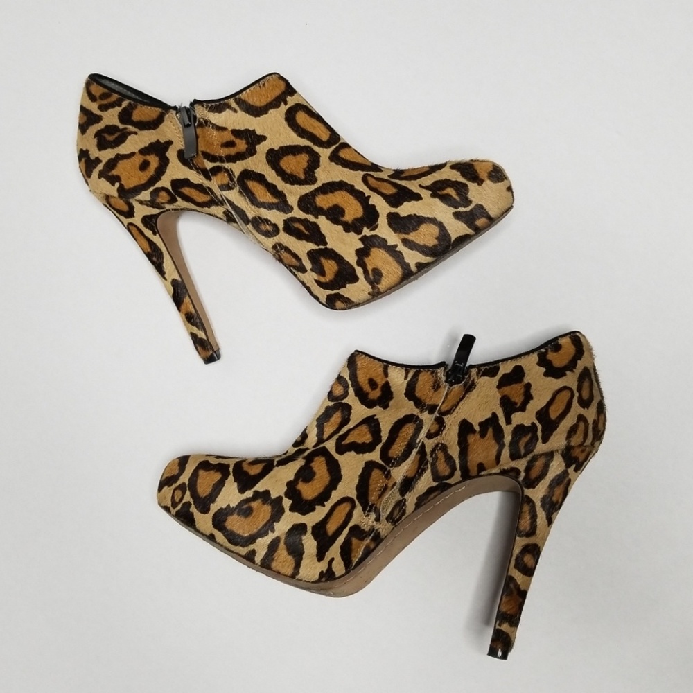 Sam Edelman fur leather leopard booties